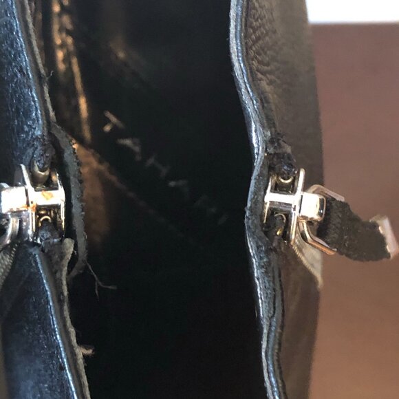 TAHARI Terry Black Pebbled Leather Zipper High-Heeled Ankle Boots Booties 8M - Picture 6 of 6